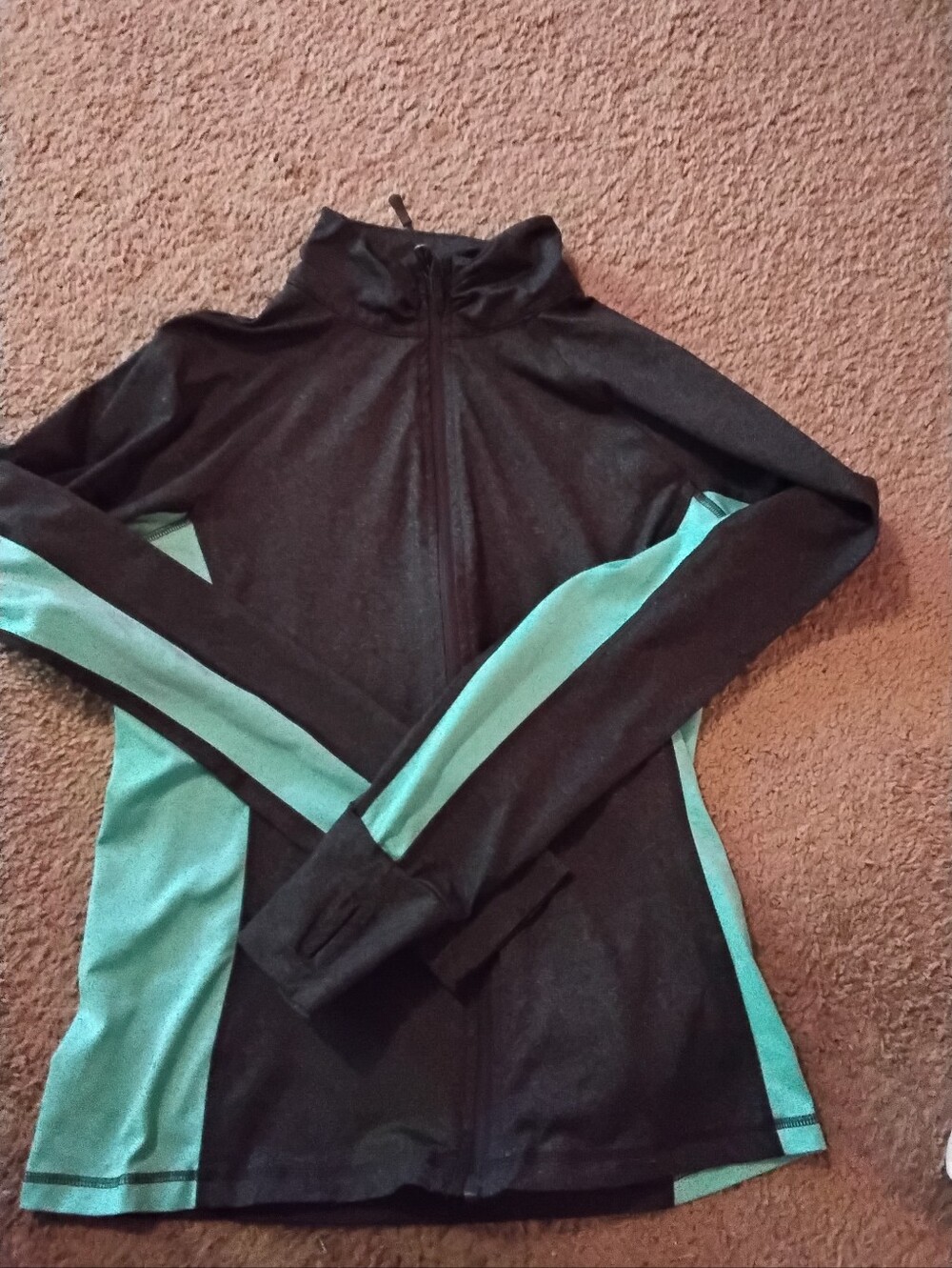 Forever 21 Black and Teal Women's Active Zip Jacket Small